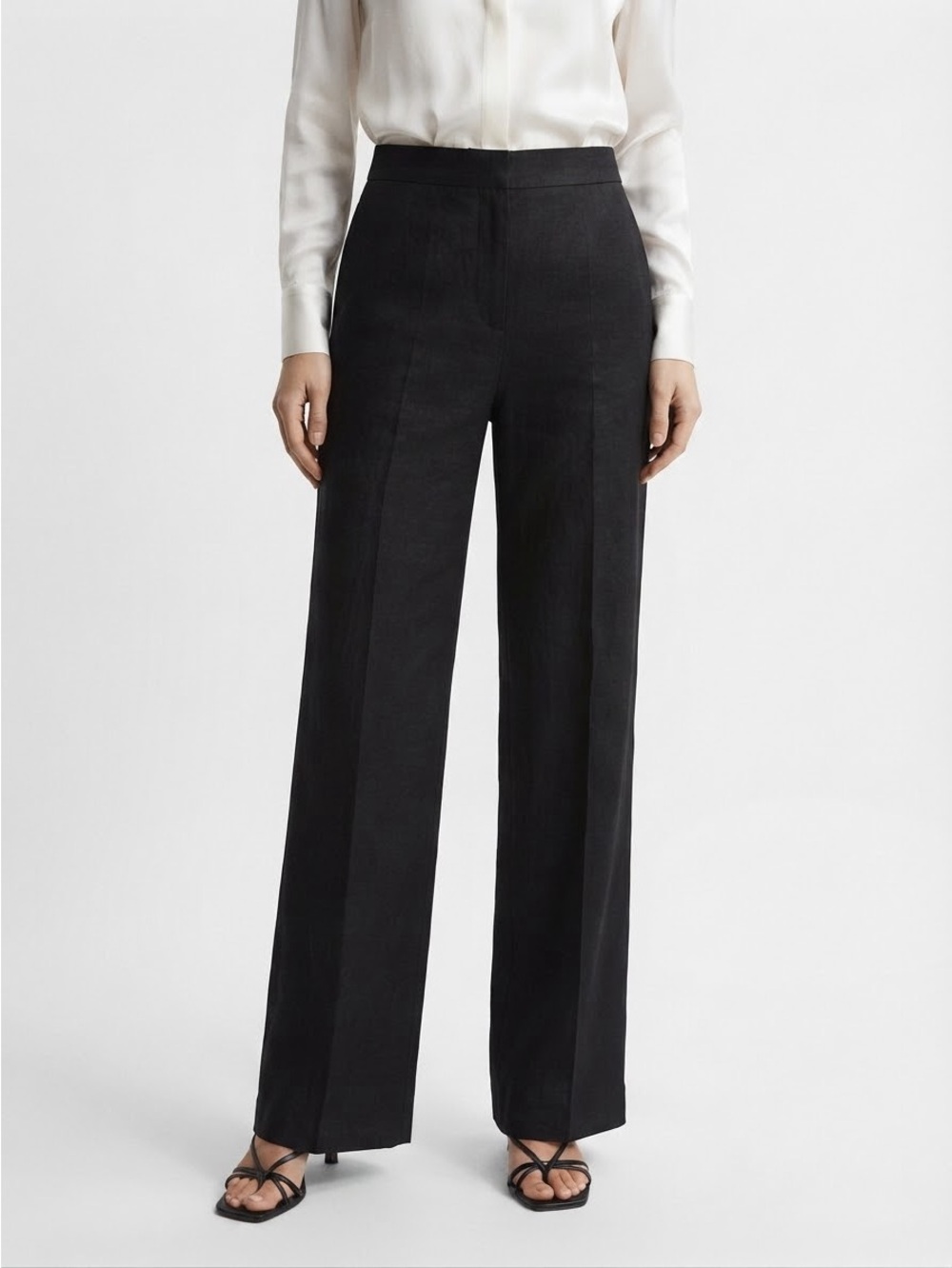 Classic Black Linen Dress Pants Slacks Versatile Office Trousers Sz 8